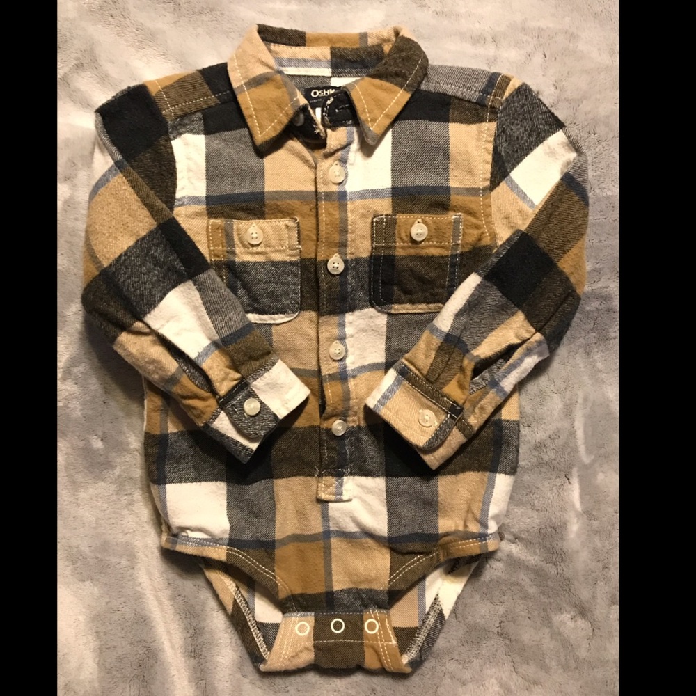 18m - OshKosh Thick Flannel Button Down Bodysuit